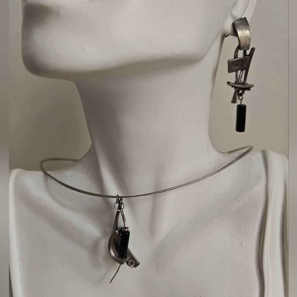Modernist Sonia Ferland Osmose Earrings & Pendant Necklace